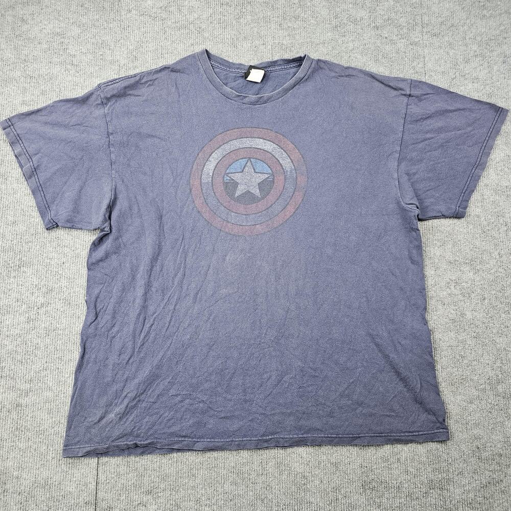 Vintage Mad Engine Marvel Captain America Shirt Mens XL Blue Shield Y2K Hero 90s